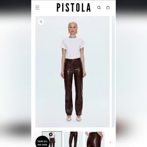 Chocolate Brown Faux Leather Straight-Leg Pants